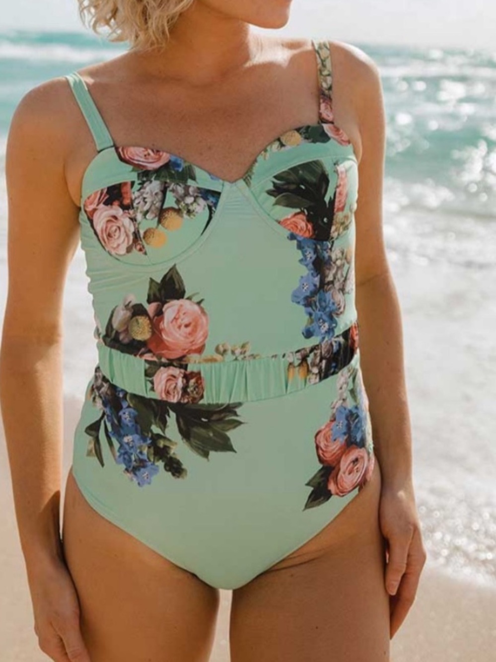 Albion Mint Green Floral One-Piece Swimsuit